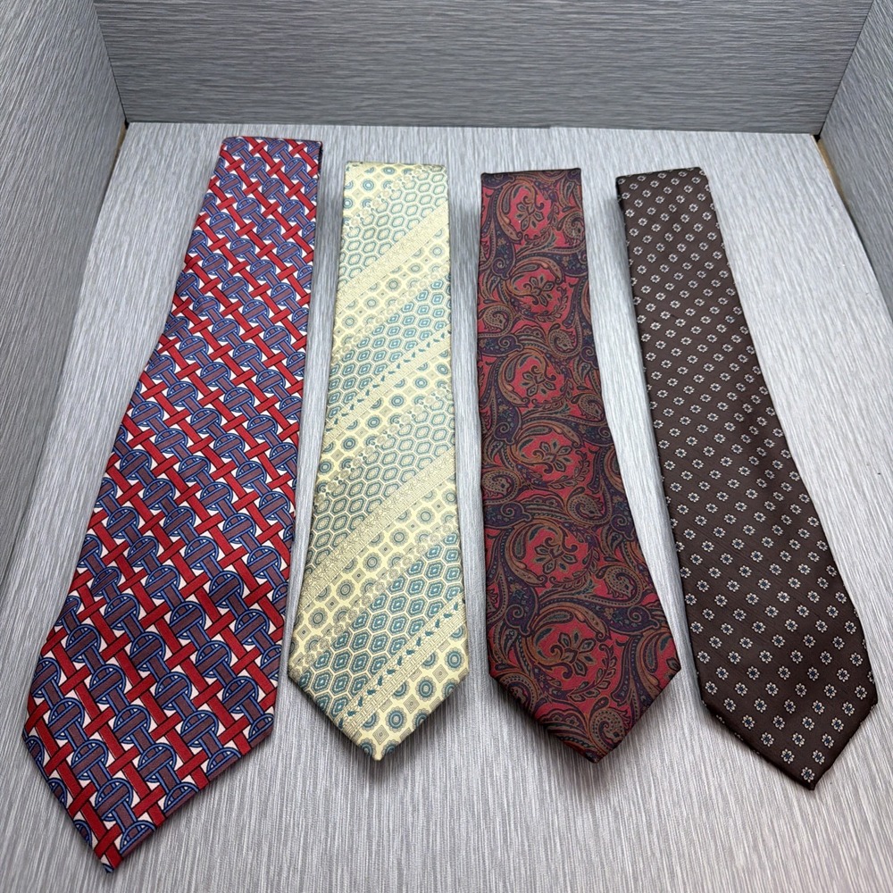 Liberty of London Mens Silk Neckties Lot 4 Paisley Geometric Made England USA